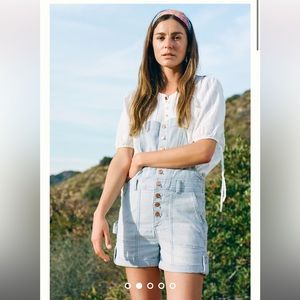 Anthropologie Pilcro shortalls, railroad stripe